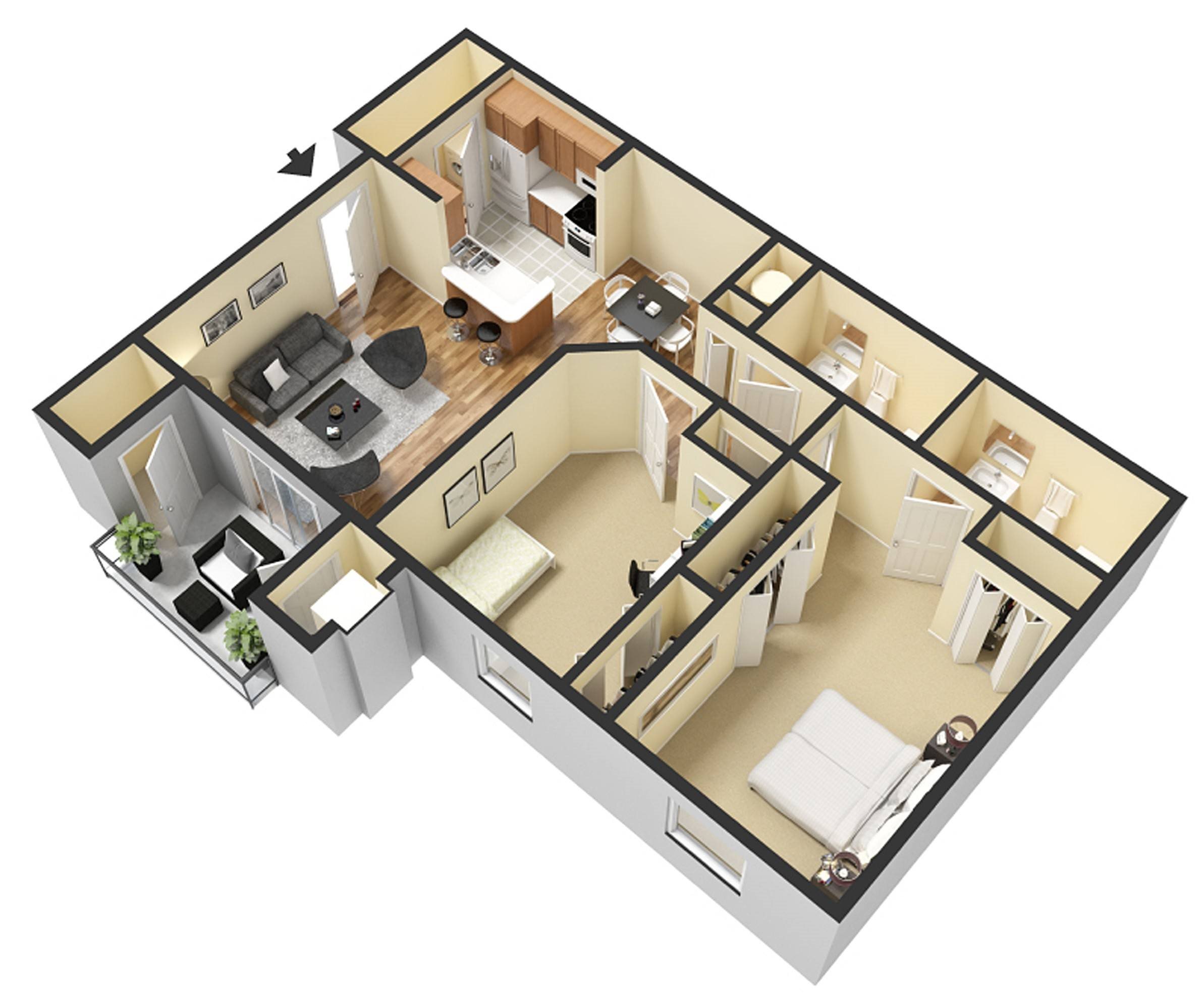 Richmond - Two Bed Two Bath floor plan